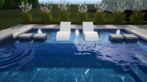 Modern Rectangular Pool Design with Sunshelf